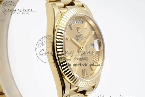 MiroTime 0505 Comfortable DayDate 40 YG JDF Gain Weight 904L Steel YG Dial Roman Markers on President Bracelet A2836 V 1821